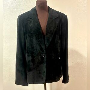 Cool Classic Vintage 90s Black Suede Blazer Jacket L fits M